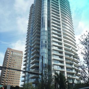 Glass high-rise downtown