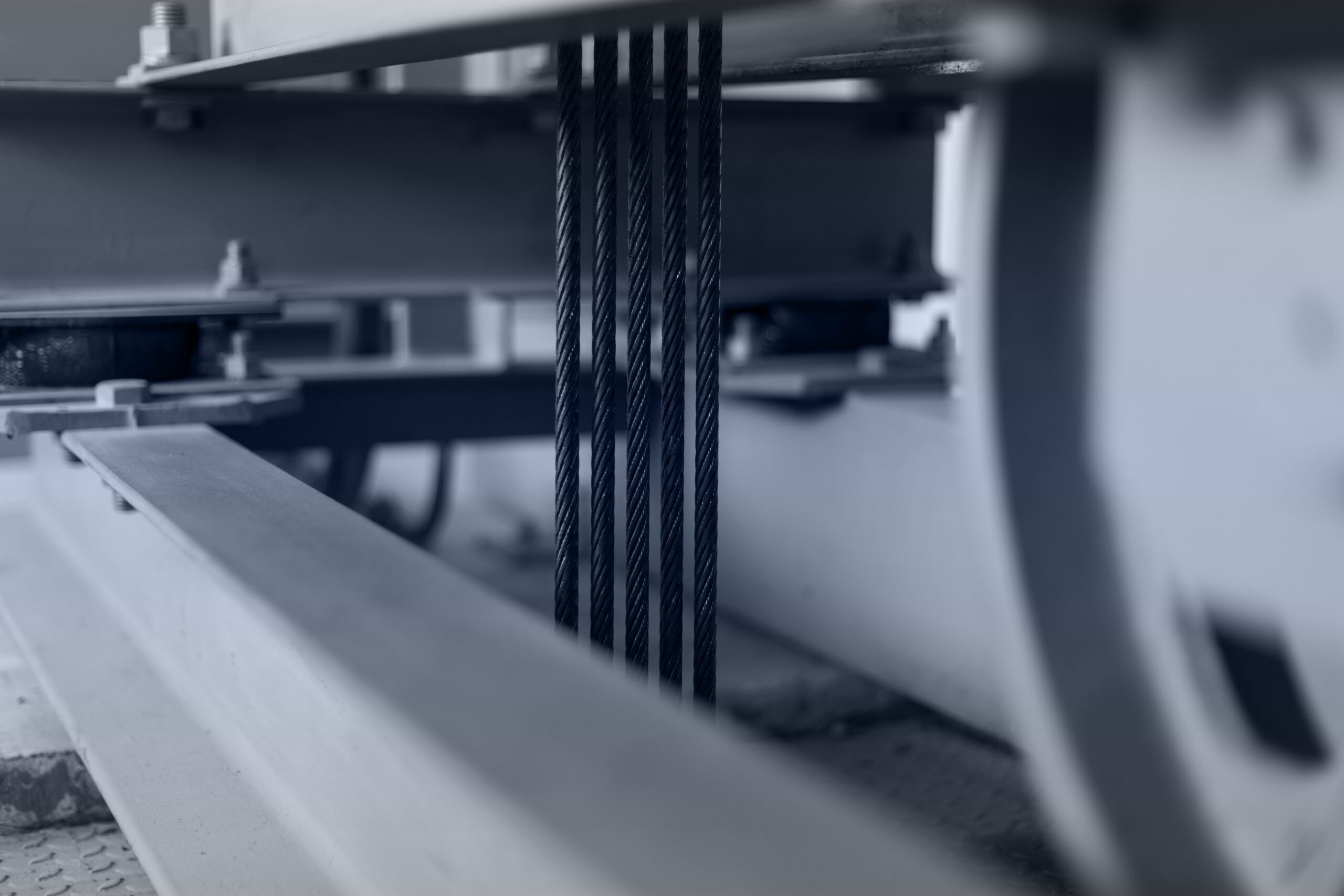 close up of elevator ropes