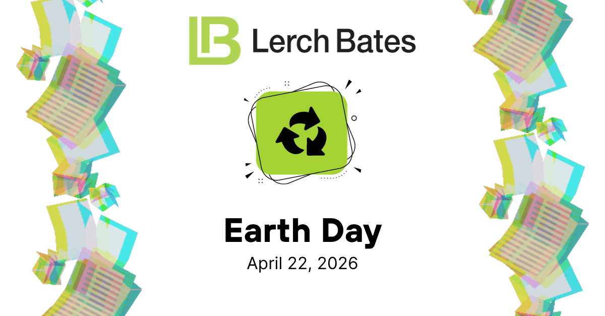 Earth Day graphic with recycle sign and paper